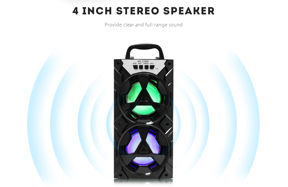 MS - 278BT Bluetooth Speaker with LED Light Portable Wireless Player- Black