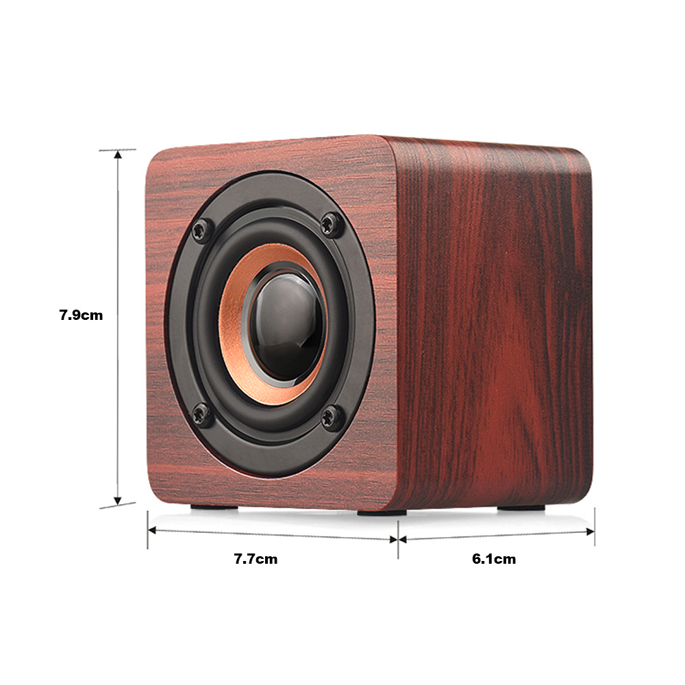 Mini Bluetooth Speaker USB Rechargeable Wooden Wireless Portable Bass - Apricot