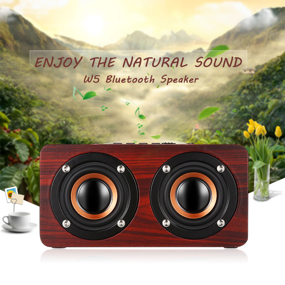 W5 Bluetooth Speaker Portable Wireless Player Wooden Design- Wood