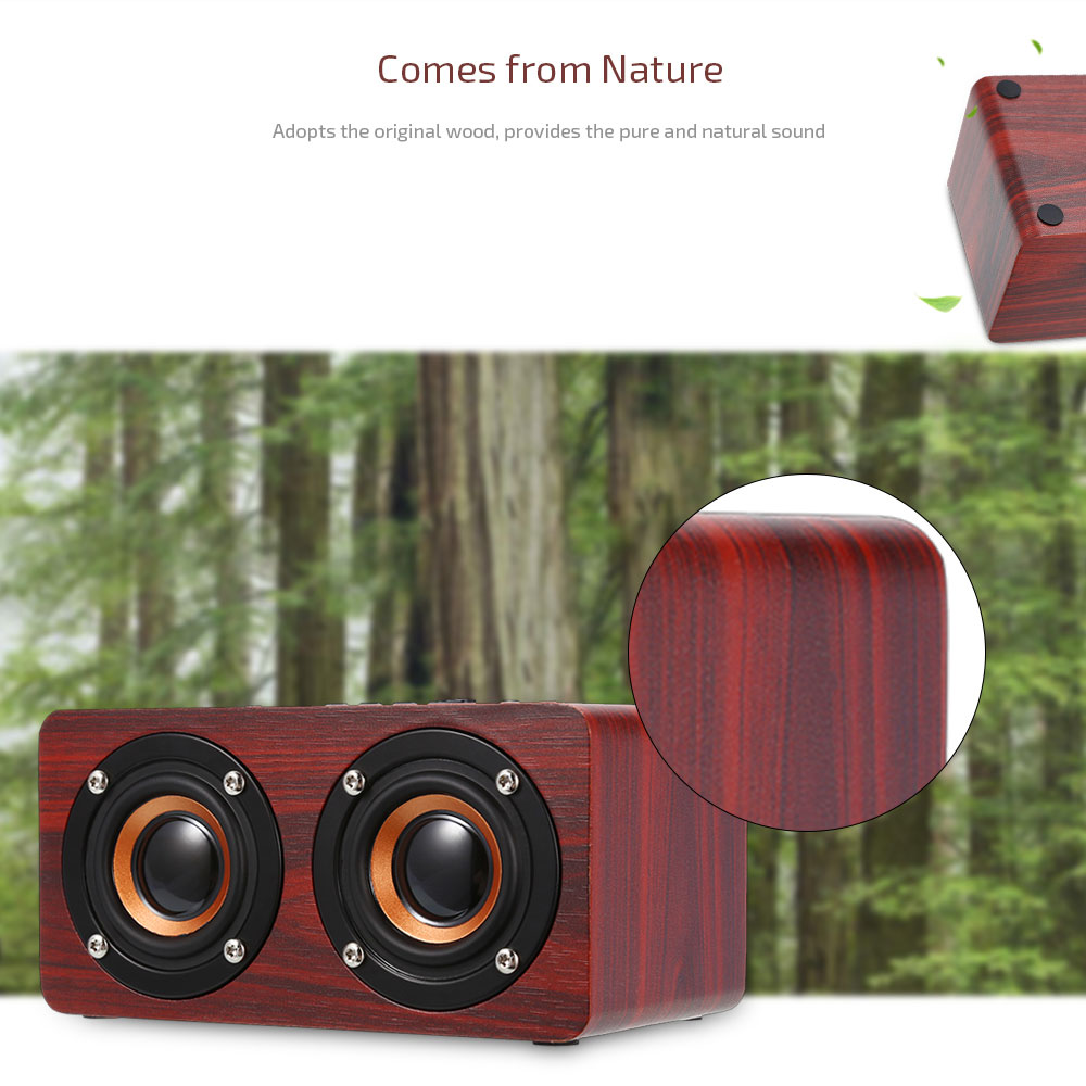 W5 Bluetooth Speaker Portable Wireless Player Wooden Design- Wood