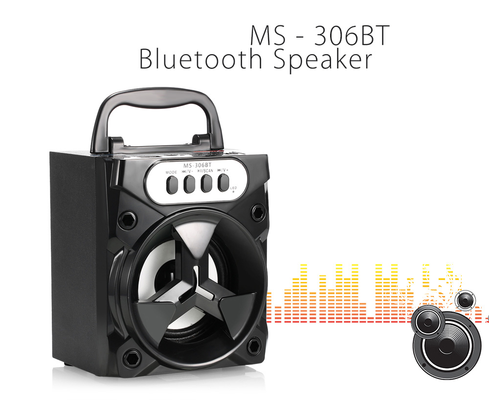 MS - 306BT Bluetooth Portable Speaker with LED Lights 3 inch Driver Unit- Black