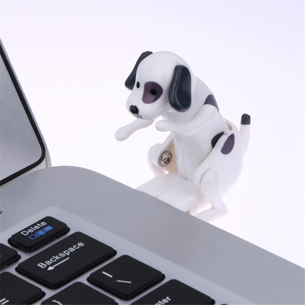 Creative USB Gadgets for PC Laptops Portable Funny Cute Pet Toy USB Humping Spot Dog- White