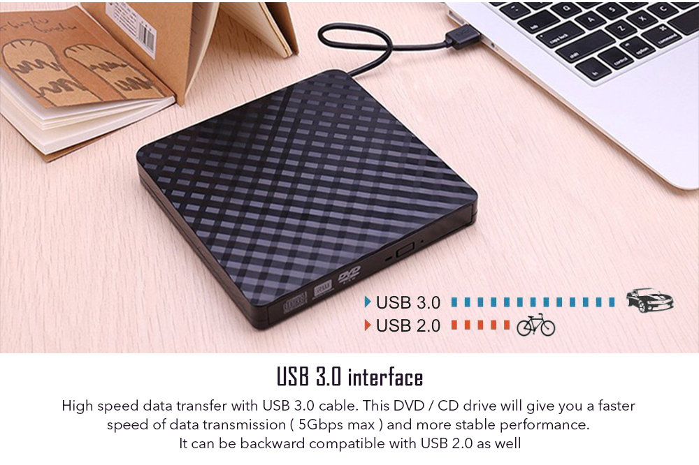 CB31005 USB 3.0 External ODD / HDD Device DVD Burner- Black